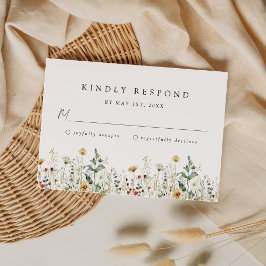 Wildflower Wedding RSVP Card OSA Kort