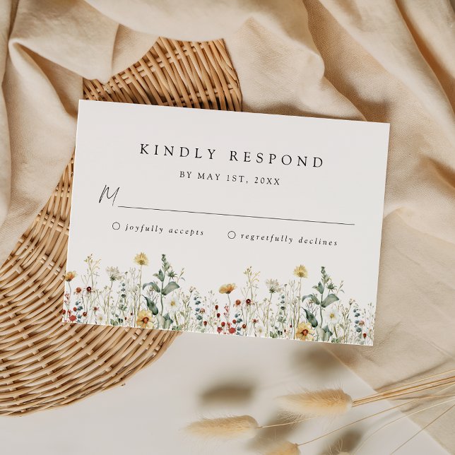 Wildflower Wedding RSVP Card OSA Kort (Skapare uppladdad)