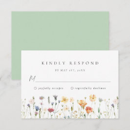 Wildflower Wedding RSVP Card OSA Kort