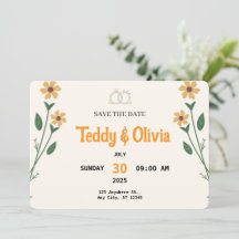 Wildflower Wedding Save the Date Card 