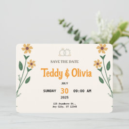 Wildflower Wedding Save the Date Card  Spara Datumet
