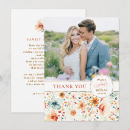 Wildflower Wedding Two Sided Thank You Photo Tack Kort