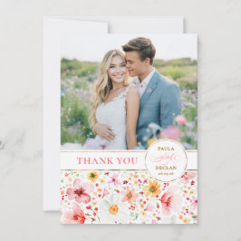 Wildflower Wedding Two Sided Thank You Photo Tack Kort