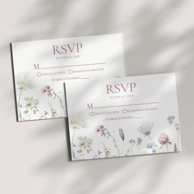 Wildflower Wild Flower Floral Wedding RSVP Card OSA Kort (Skapare uppladdad)