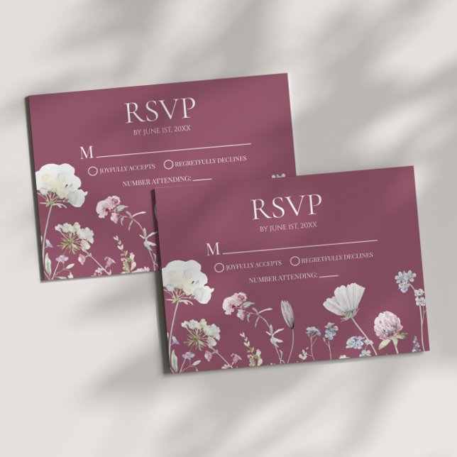 Wildflower Wild Flower Floral Wedding RSVP Card OSA Kort (Skapare uppladdad)