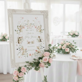 Wildflower Woodland Animals Baby Shower Welcome  Poster