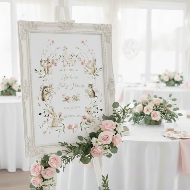 Wildflower Woodland Animals Baby Shower Welcome  Poster (Skapare uppladdad)