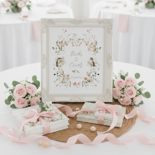 Wildflower Woodland Animals Shower Books and Cards Poster (Skapare uppladdad)