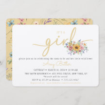 Wildflower Yellow Baby Shower Invitation