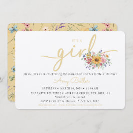 Wildflower Yellow Baby Shower Invitation Inbjudningar