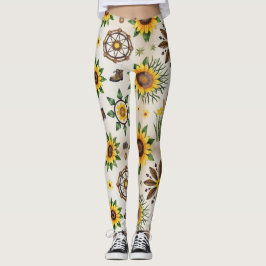 Wildflowers And Natural Seamless Pattern Leggings