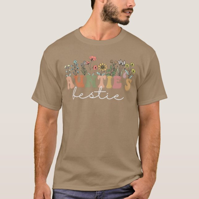 Wildflowers Aunties Bestieee Fun Cute Best Friend  T Shirt (Framsida)