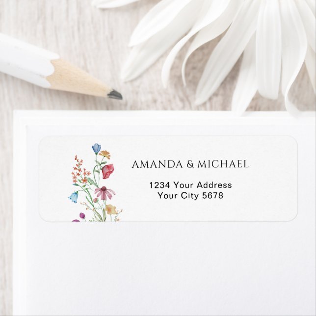 Wildflowers Baby Shower-adress Returadress Etikett (Insitu)