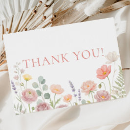 Wildflowers Baby Shower Thank You Card Inbjudningar