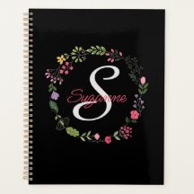 WildFlowers Black Blommigt Personlig Monogramme