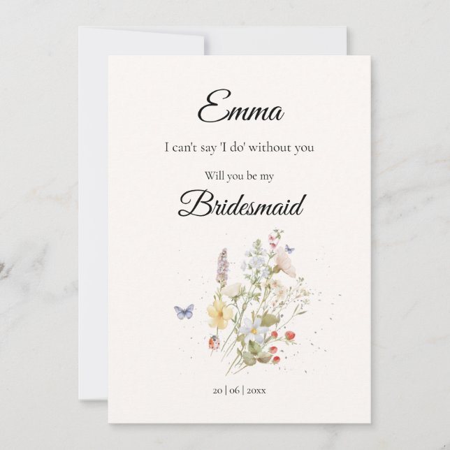 Wildflowers Bridesmaid Proposal Inbjudningar (Framsida)