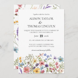 Wildflowers butterfly and dragonfly Wedding  Inbjudningar
