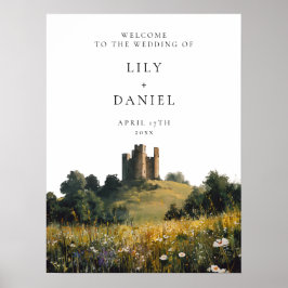 Wildflowers Castle Wedding Welcome Sign Poster
