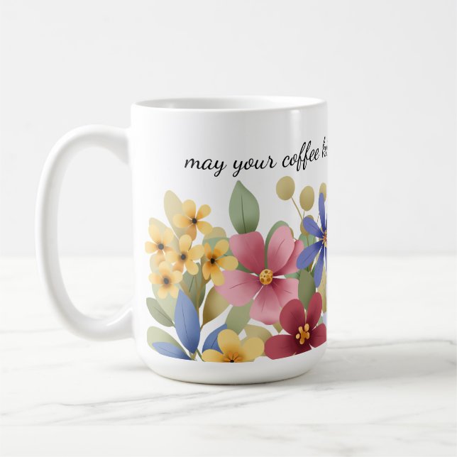 Wildflowers, Coffee Quote, Whimsical Floral | Kaffemugg (Vänster)