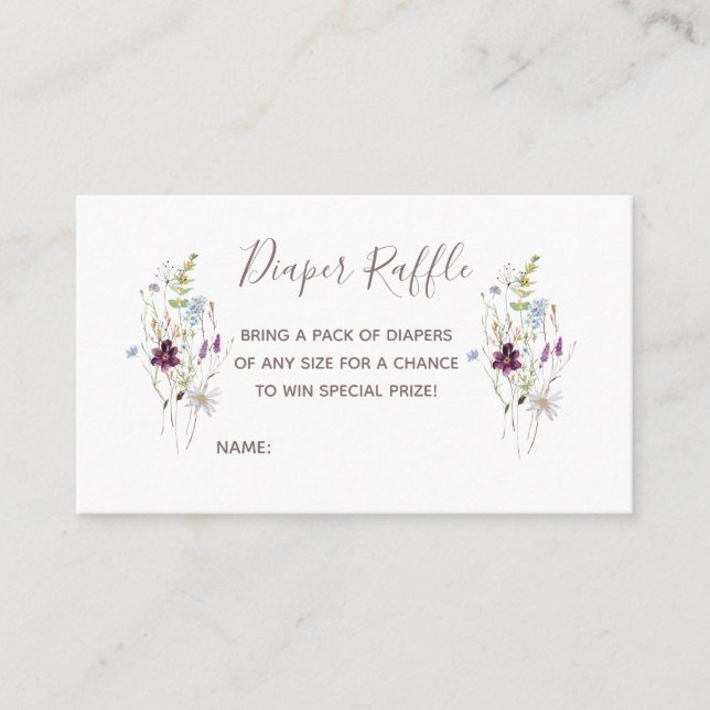 WildFlowers Diaper Raffle Card, djurutrymmeskort Tilläggskort (Framsida)