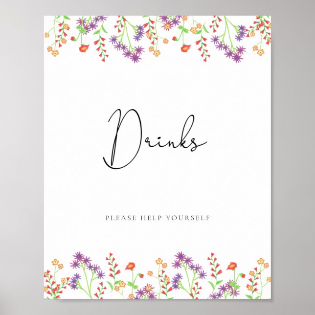 Wildflowers Drinks hjälp dig själv Poster (Framsidan)