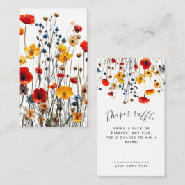 Wildflowers Elegant Baby Shower Diaper Raffle Tilläggskort