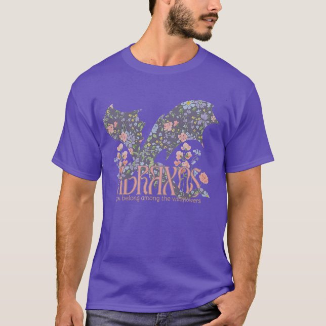 Wildflowers Fantasy Drak Bokälskande Läsare - mode T Shirt (Framsida)
