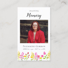Wildflowers Floral Funeral Prayer Memorial Card Visitkort