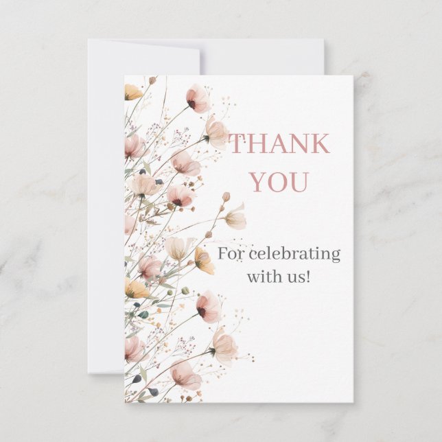 wildflowers floral thank you card tack kort (Framsida)