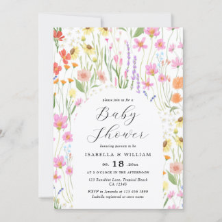 Wildflowers Garden Girl Baby Shower Invitation Inbjudningar