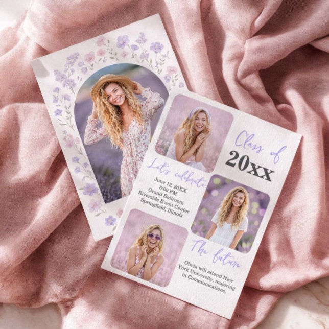 Wildflowers Graduation Photo Invitation Inbjudningar (Skapare uppladdad)