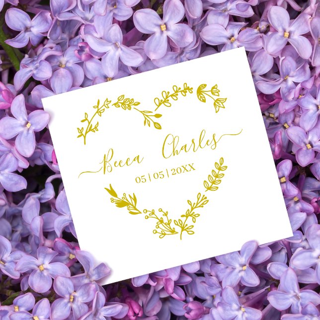 Wildflowers Heart & Elegant Typography for Wedding Stämpel (Skapare uppladdad)