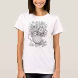 Wildflowers in Patterned Teacup T Shirt