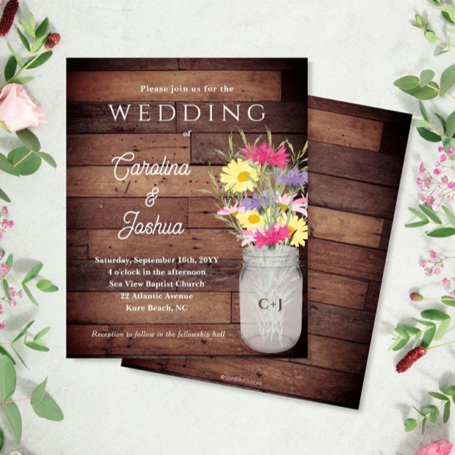 Wildflowers Jar Spring Garden Wedding Invitation (Skapare uppladdad)