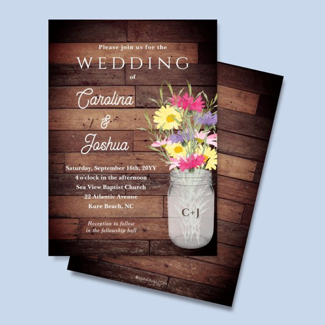 Wildflowers Mason Jar Spring Garden Wedding Inbjudningar (Skapare uppladdad)