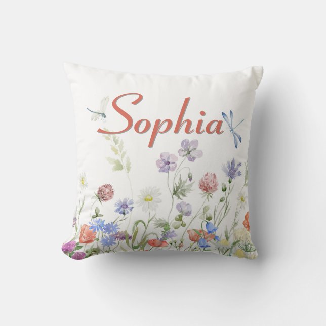Wildflowers Personalized Custom Name Kudde (Framsida)