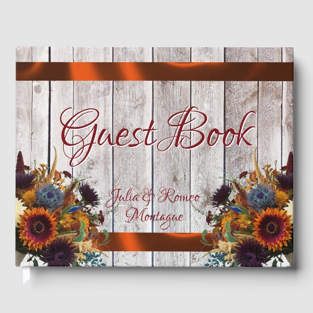 Wildflowers, Ribbon & Heart Wedding - Copper Gästböcker (Framsida)