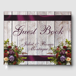 Wildflowers, Ribbon & Heart Wedding - Purple Gästböcker