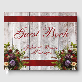 Wildflowers, Ribbon & Heart Wedding - Red Gästböcker