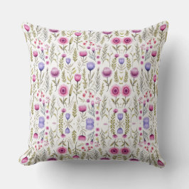 Wildflowers Seamless Pattern Throw Pillow Kudde