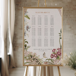 Wildflowers Seating Chart Vintage Wedding Poster