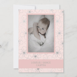 Wildflowers Silver Effect Photo Naming Ceremony Anteckningskort