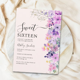 Wildflowers Sweet 16 Birthday Celebration Inbjudningar