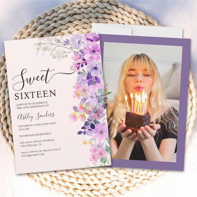 Wildflowers Sweet 16 Birthday Celebration Inbjudningar (Skapare uppladdad)
