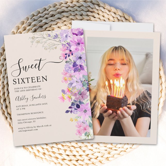 Wildflowers Sweet 16 Birthday Celebration Inbjudningar (Skapare uppladdad)