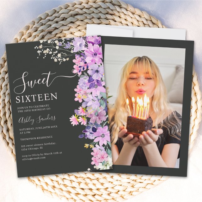 Wildflowers Sweet 16 Birthday Celebration Inbjudningar (Skapare uppladdad)