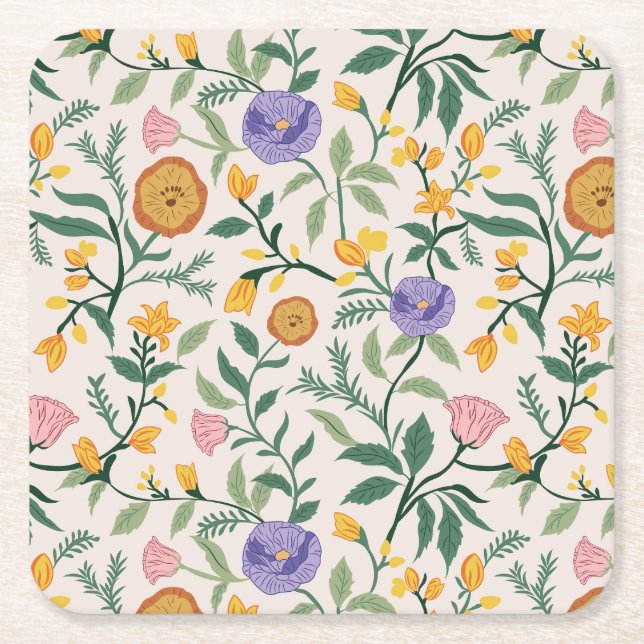 Wildflowers Underlägg Papper Kvadrat (Framsidan)