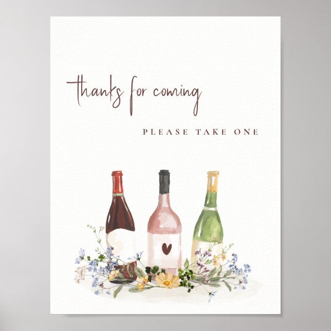 Wildflowers Wine Bottles Favor Sign Bridal Shower Poster (Framsidan)
