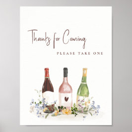 Wildflowers Wine Bottles Favor Sign Bridal Shower Poster