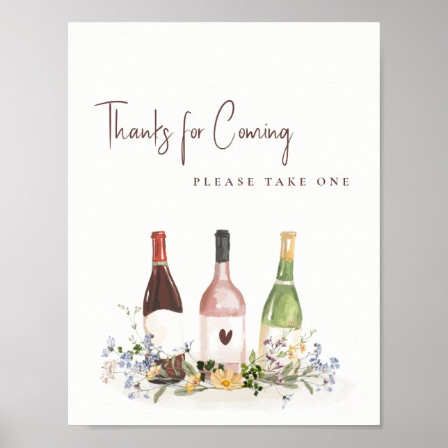 Wildflowers Wine Bottles Favor Sign Bridal Shower Poster (Framsidan)